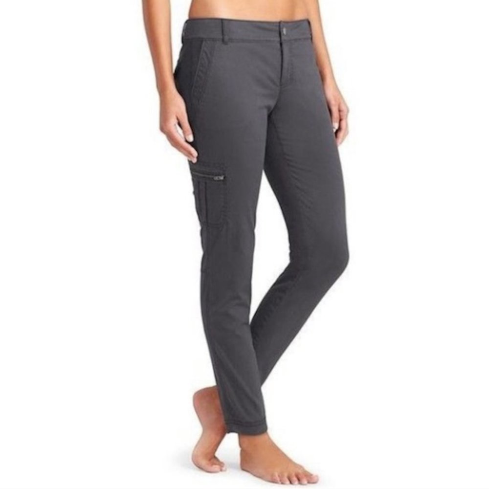 Athleta Women's Gray Cotton Cargo Zipper Pocket Skinny Ankle Pants 724802 Sz 4